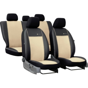 Fiat 500 L Trekking (2013-2021) Exclusive bézs hasított bőr üléshuzat + zseb