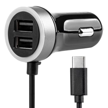Amio autós telefontöltő USB-C + 2x USB 2,4 A