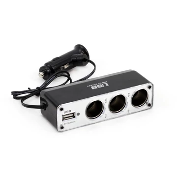 Amio 3-as szivargyújtó elosztó + USB 500 mA-s
