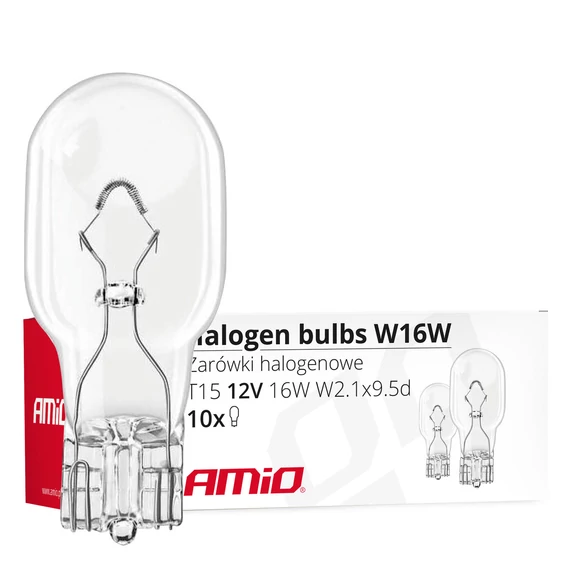 Amio halogén izzó W16W 12V 16W T15 1 db átlátszó