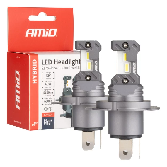 Amio LED izzó H4 H19 Canbus 6000K 60 W 12 V