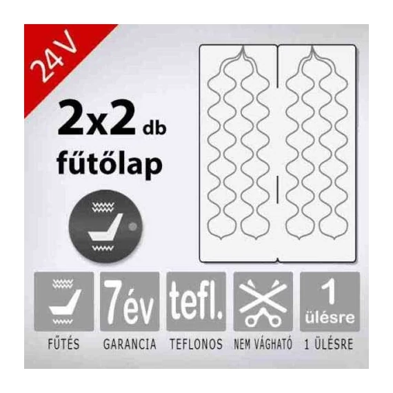 KIYO AWHL teflonszálas beépíthető ülésfűtés 2 fűtési fokozattal, 1 üléshez, 24V
