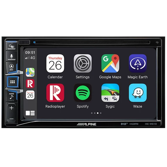 Alpine INE-W611D 2 DIN Fejegység Navigáció Apple CarPlay