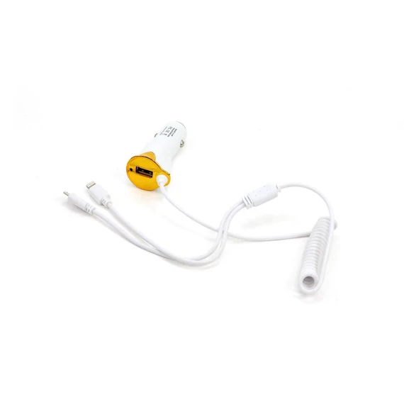 Amio autós telefontöltő USB + microUSB + iPhone Lightning